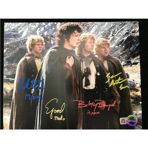 4 HOBBITS SIGNED L.O.T.R 8X10 - ASTIN, WOOD, BOYD & MONAGHAN - WWOC COA