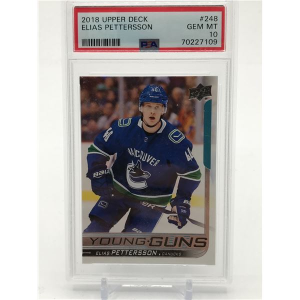 2018 UPPER DECK ELIAS PETTERSSON YOUNG GUNS ROOKIE (PSA 10)