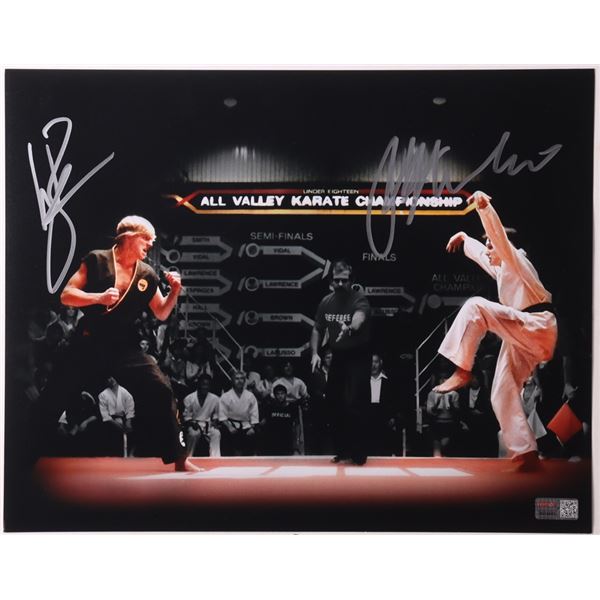 RALPH MACCHIO AND WILLIAM ZABKA DUAL SIGNED KARATE KID 8X10 - WITH COA