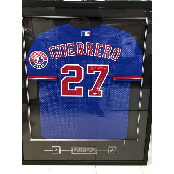 VLADIMIR GUERRERO JR SIGNED INSCRIBED AND FRAMED MONTREAL EXPOS JERSEY (JSA COA)