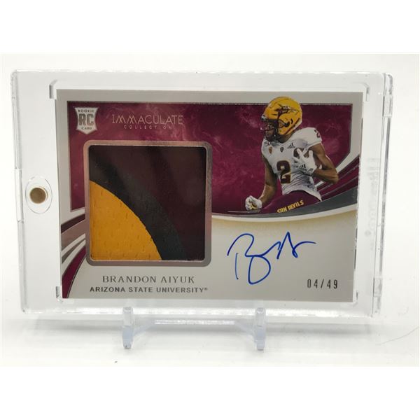 2020 PANINI IMMACULATE BRANDON AIYUK ROOKIE PATCH AUTO 4/49