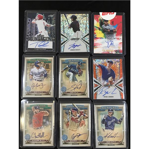LOT OF 9 MLB BASEBALL AUTOGRAPH TRADING CARD LOT