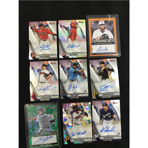 LOT OF 9 MLB BASEBALL AUTOGRAPH TRADING CARD LOT