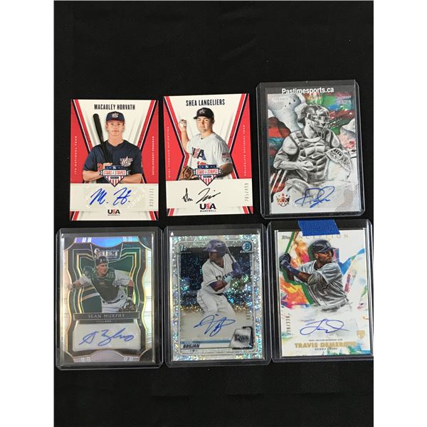 LOT OF 6 MLB BASEBALL AUTOGRAPH TRADING CARD LOT