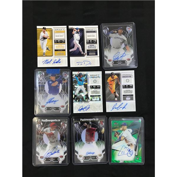 LOT OF 9 MLB BASEBALL AUTOGRAPH TRADING CARD LOT