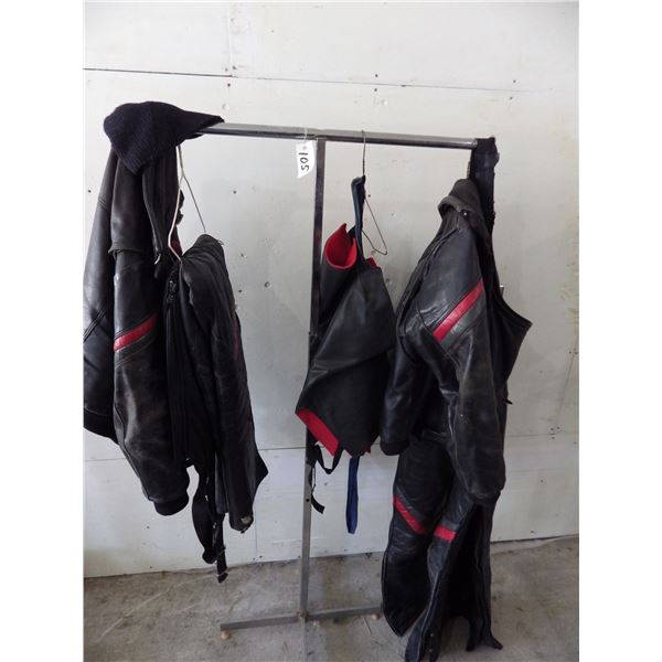 chrome clothing rack with his and hers snowmobile suits unable to find a size