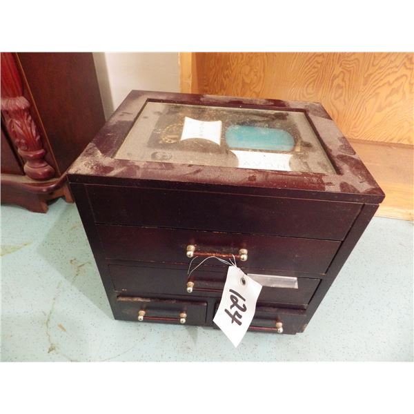 dresser top jewelry box with costume jewelry