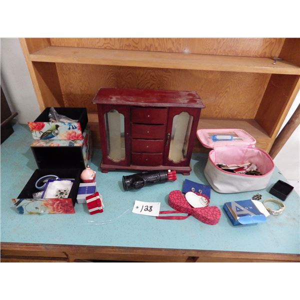 jewelry boxes with Costume jewelry … note knobs missing on one jewelry box