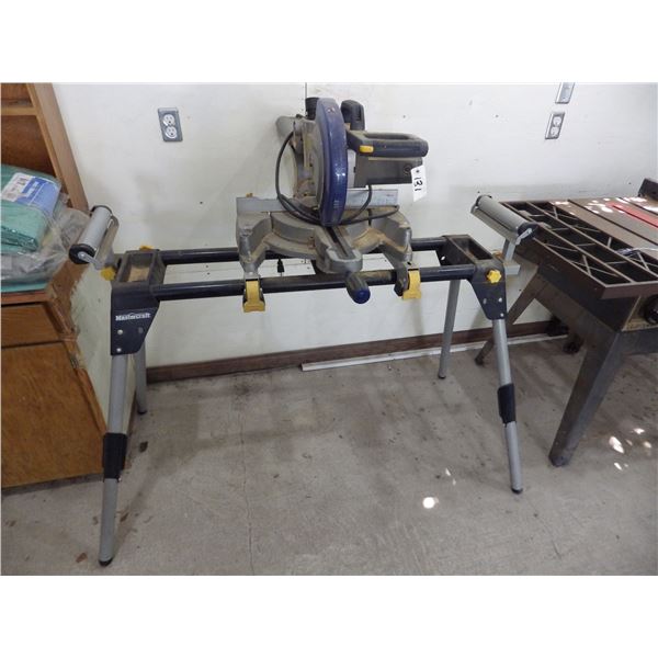 mastercraft 10 Inch Sliding compound Miter Saw with laser line on folding stand