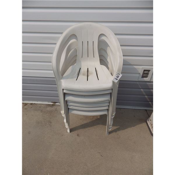 White resin patio chairs