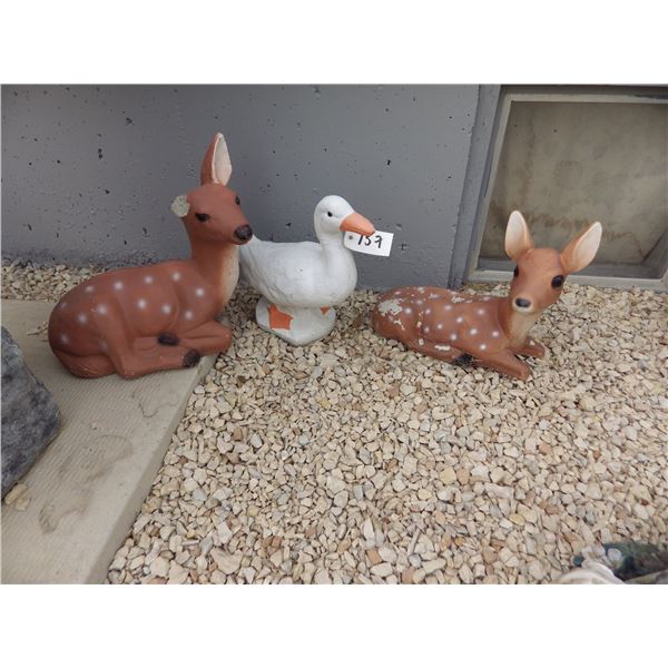 cement yard ornaments deer and goose