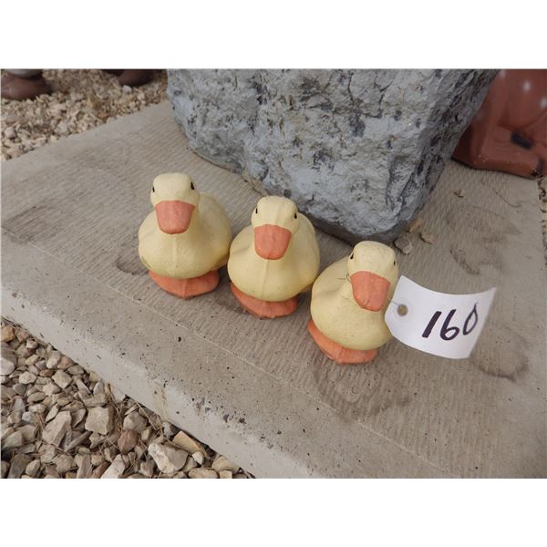 3 small cement duck lawn ornaments