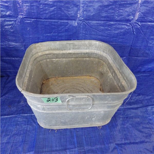 vintage square galvanized wash tub