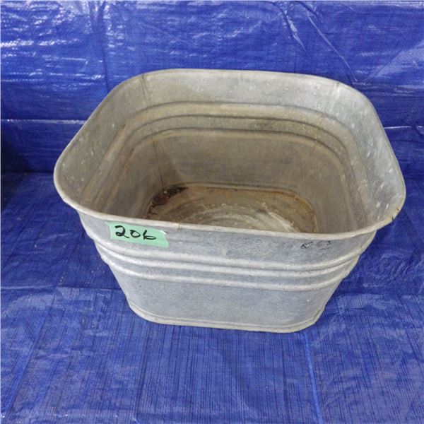 vintage square galvanized wash tub