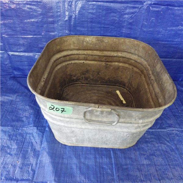 vintage square galvanized wash tub