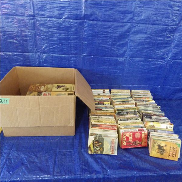 box of mostly western books