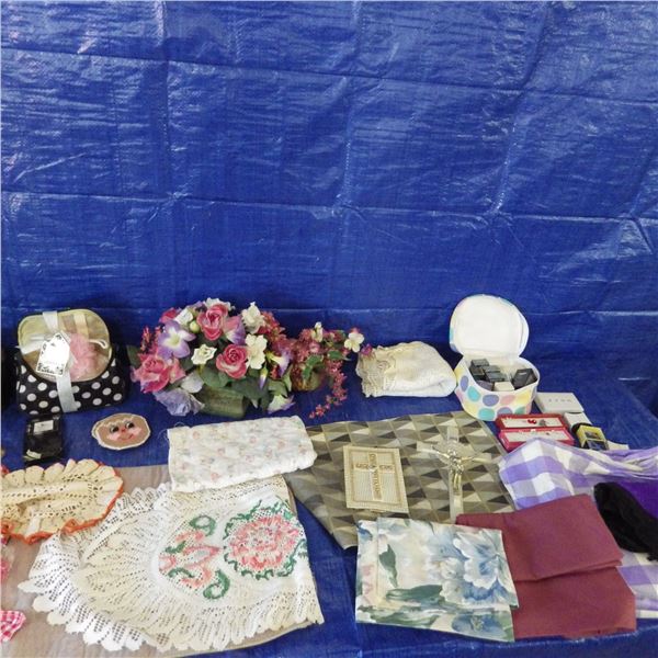 avon items, flowers, placemats etc