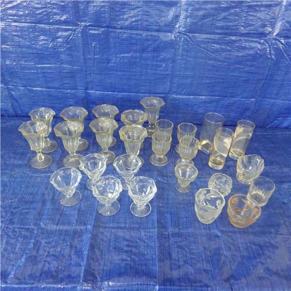 vintage ice cream sundae cups and other drinking glasses