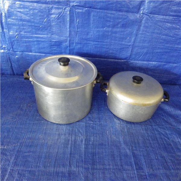 two large soup pots with lids