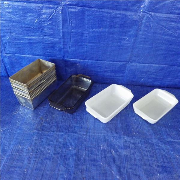 vintage baking dishes and tin loaf pans