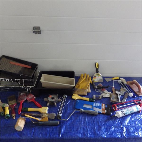 Painting trays , paint brushes and painting equipment