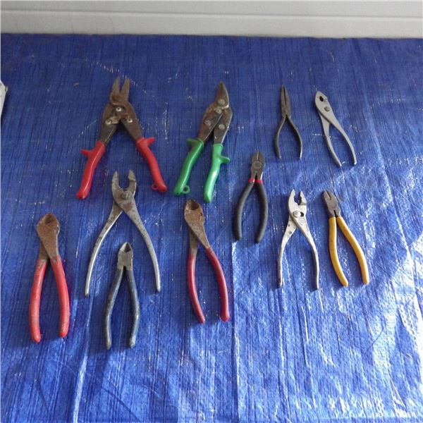 tin snips, side cutters and pliers