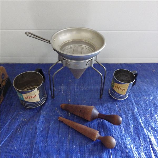 Fruit Press and flour sifters