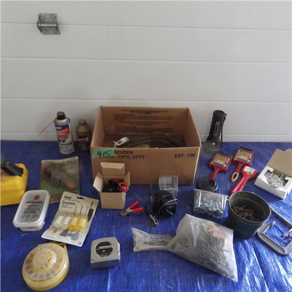 Various nails, electrical supplies , clamps et cetera