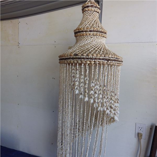 Vintage hanging 70's seashell chandelier BoHo tiered shells