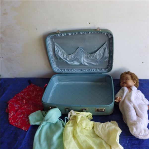 vintage Dee Cee doll and suitcase