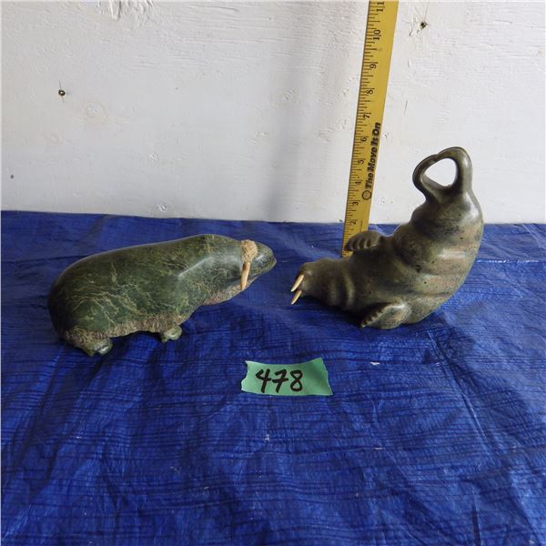 Inuit art sculptures - note one horn broke on ox -- NO SHIPPING TO USA