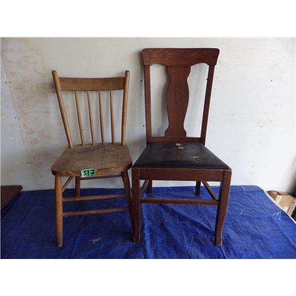 2 vintage wood side chairs