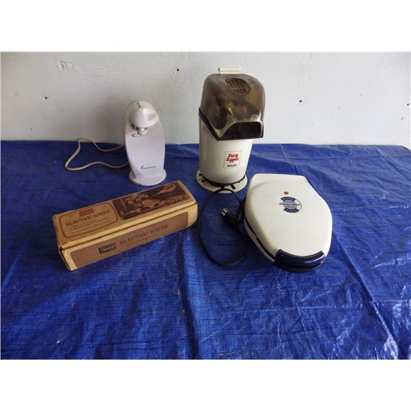 electric knife, can opener, popcorn maker, Waffle maker