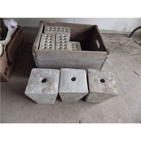 Wood box with bricks ETC