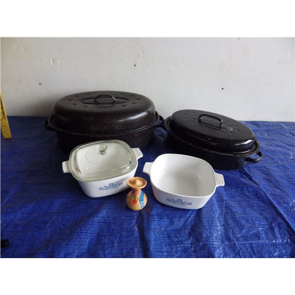 Corningware Dishes, Oval Roasting pans and baking stone
