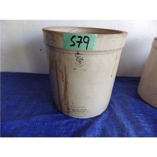 3 gallon Medalta stonewear crock