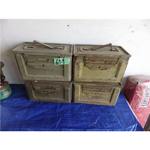 lot of 4 metal ammunition boxes