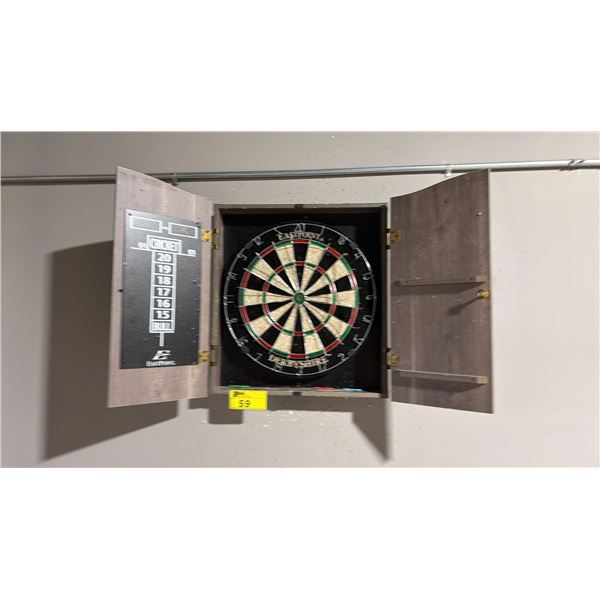 WALL MOUNT DART BOARD CABINET WITH EASTPOINT DERBYSHIRE DART BOARD