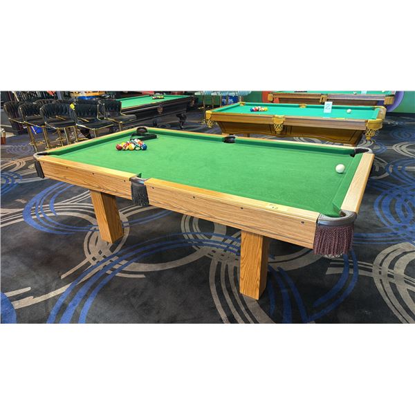 DUFFERIN LEISURE BILLIARDS TABLE WITH BALLS - SLATE WITH GREEN FELT APPROX. 8FT X 4 1/2FT