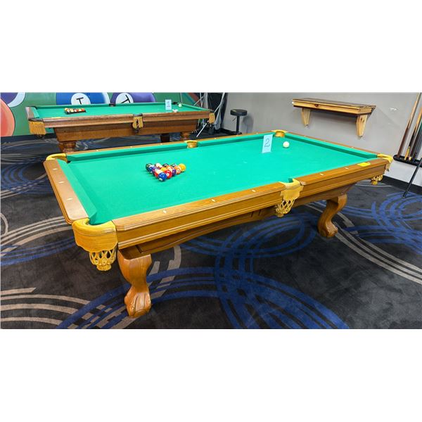 CAMBRIDGE BILLIARDS TABLE WITH BALLS - SLATE WITH GREEN FELT APPROX. 8 1/4FT X 4 1/2FT