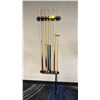 Image 1 : WALL MOUNT POOL CUE RACK WITH 5 CUES AND 1 GRANNY STICK
