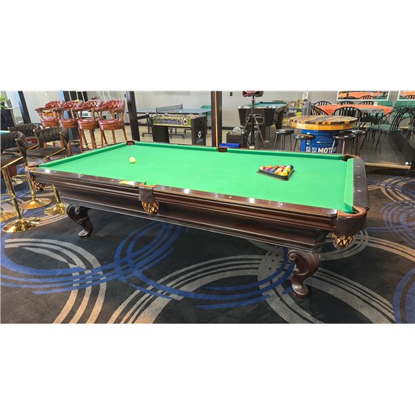 OLHAUSEN "BEST IN BILLIARDS* BILLIARDS TABLE WITH BALLS - SLATE WITH GREEN FELT APPROX. 9FT X 5FT