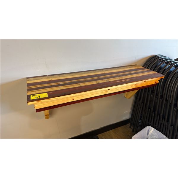 WOODEN WALL MOUNT SHELF - APPROX. 4FT X 1FT