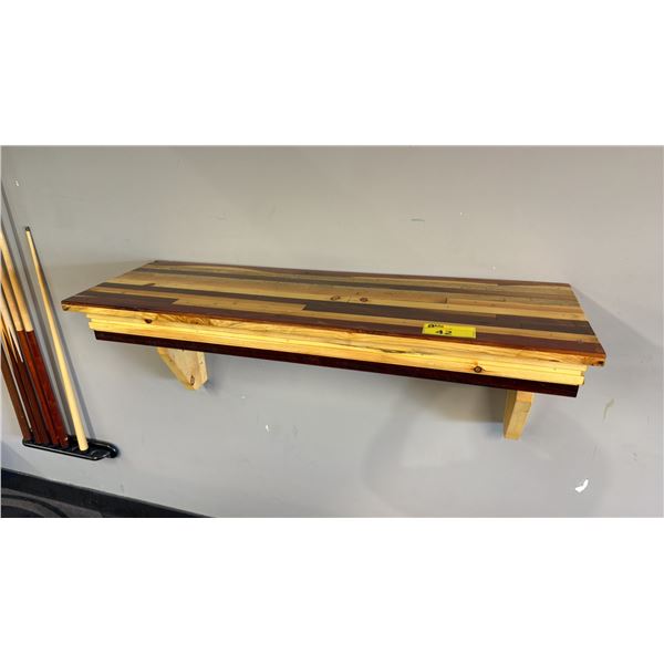 WOODEN WALL MOUNT SHELF - APPROX. 4FT X 1FT