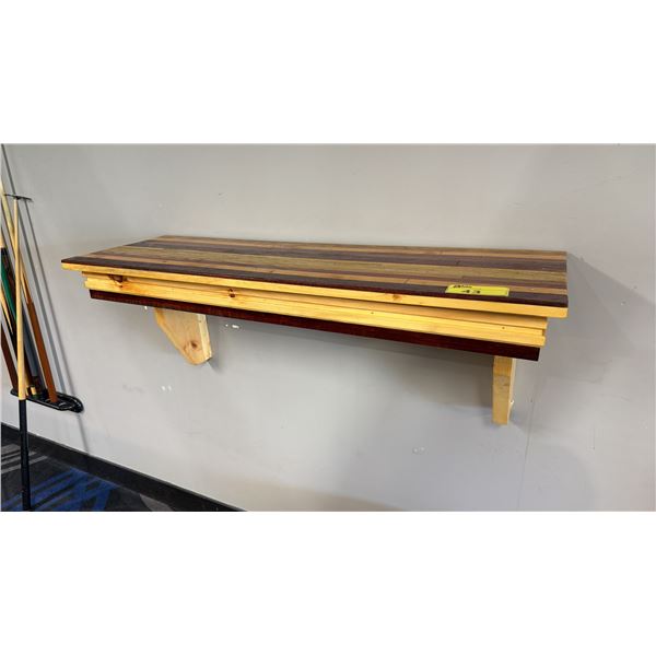 WOODEN WALL MOUNT SHELF - APPROX. 4FT X 1FT