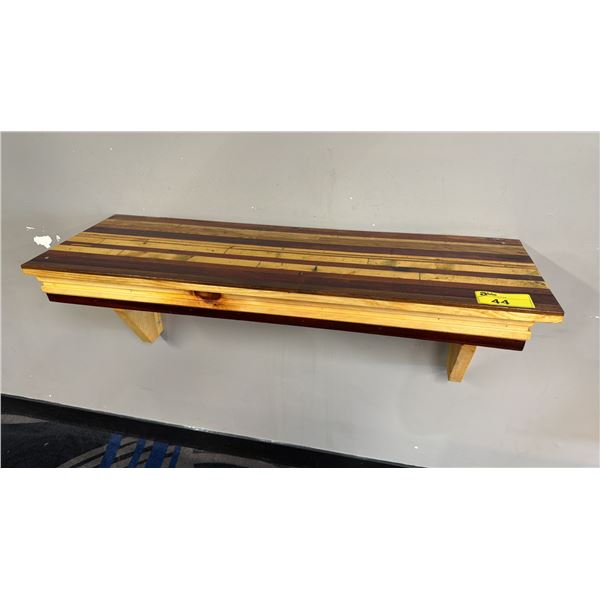 WOODEN WALL MOUNT SHELF - APPROX. 4FT X 1FT