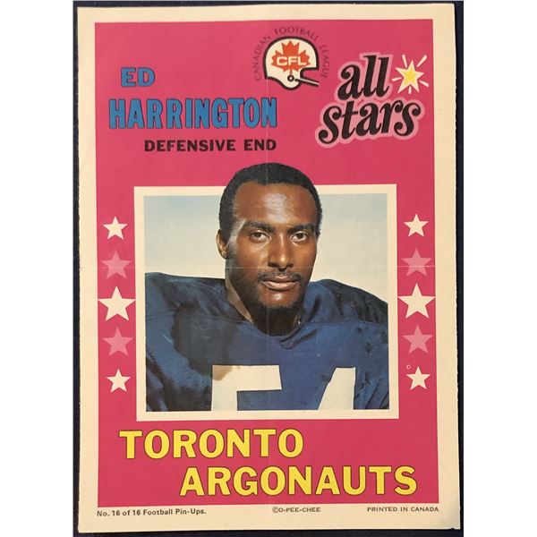 1971 O-PEE-CHEE CFL FOOTBALL PIN-UP POSTER - ED HARRINGTON