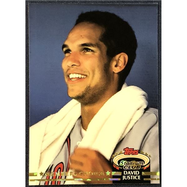 1992 TOPPS STADIUM CLUB BASEBALL MEMBER'S CHOICE DAVID JUSTICE