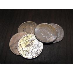 Lot of 5 Peace Silver Dollars
