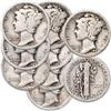 Image 1 : (9) 1920's Mercury Dimes- Circulated